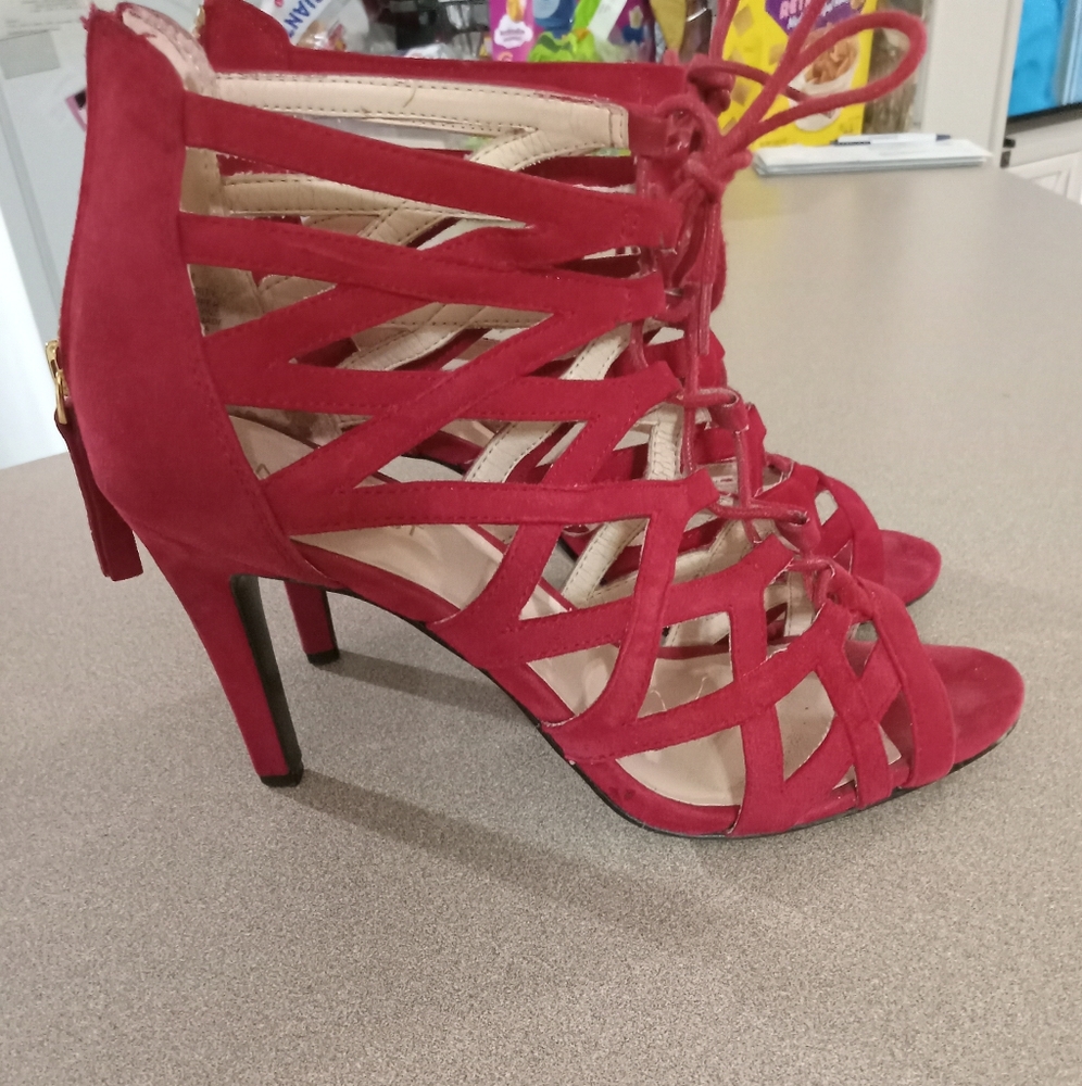 Red heeled nine west sandals